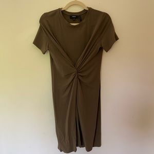 Theory Twisted Knot Tee Dress Army Green